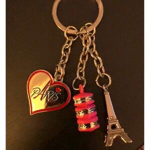 Paris Keychain Eiffel Tower Macaroon Heart Charm Key‎ Ring Fashion NWT